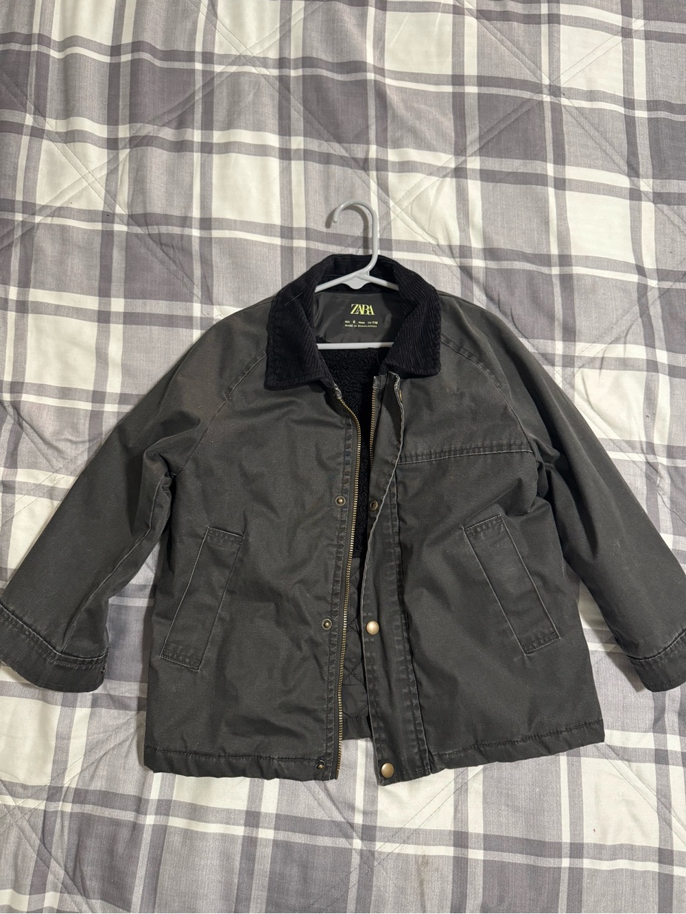 ZARA Kids Black Jacket with Corduroy Collar